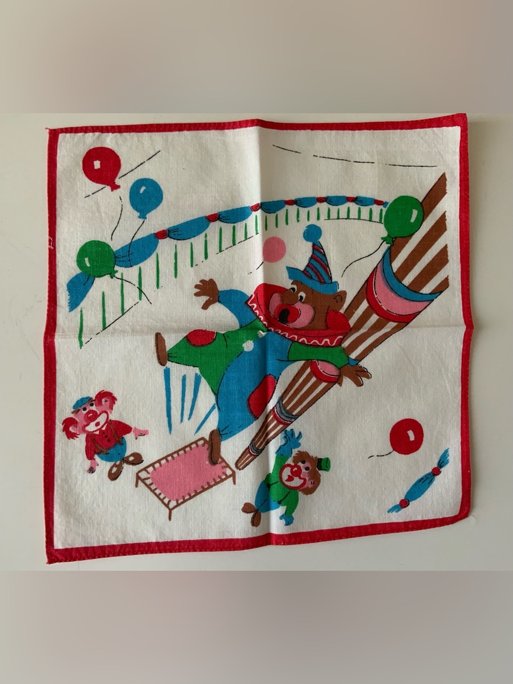 Vintage Party Clown Print Child’s Handkerchief
